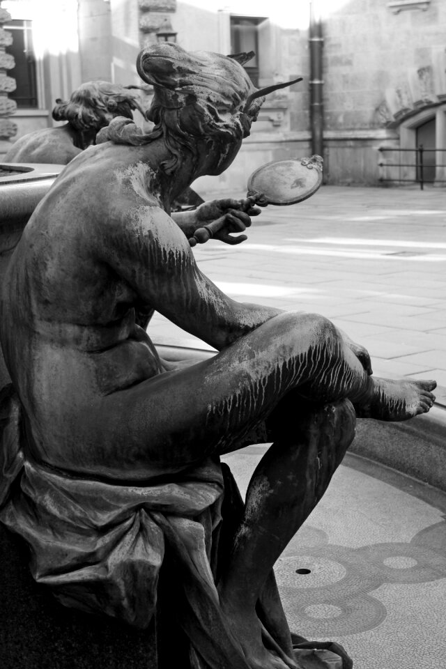 Hygieia fountain town hall black and white photography