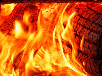 Flammable burn fireplace photo