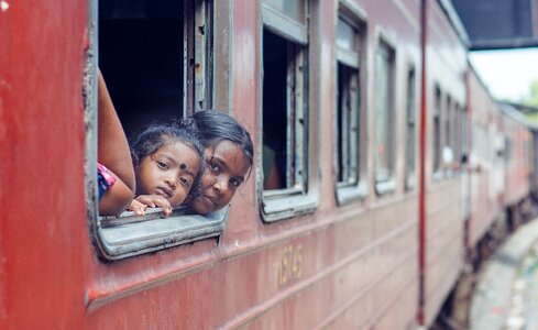 Train girls childhood photo