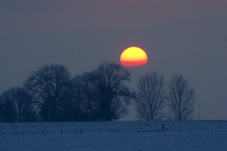 Nature frozen sunset photo