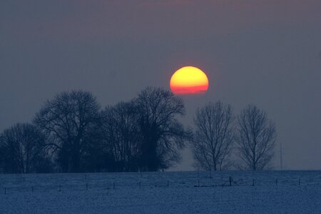 Nature frozen sunset