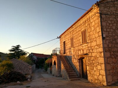Travel building sunset
