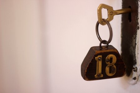 Antique metal key old photo
