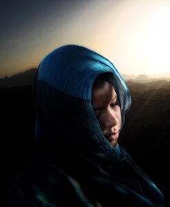 Portrait woman headscarf