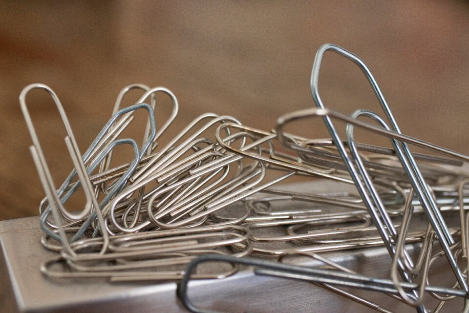 Paperclip desk close up