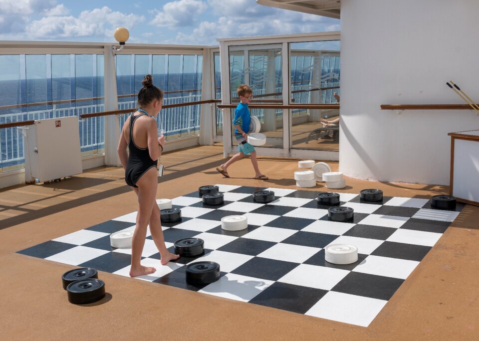 Cruise ship young playing