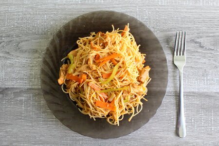 Spaghettis noodles gray cooking photo