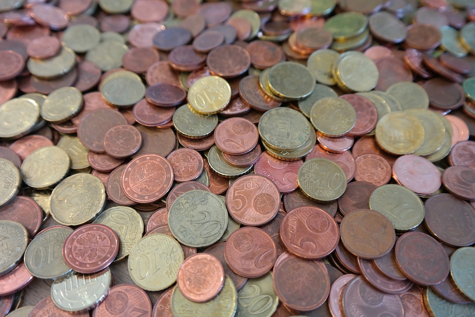 Money euro dime pieces