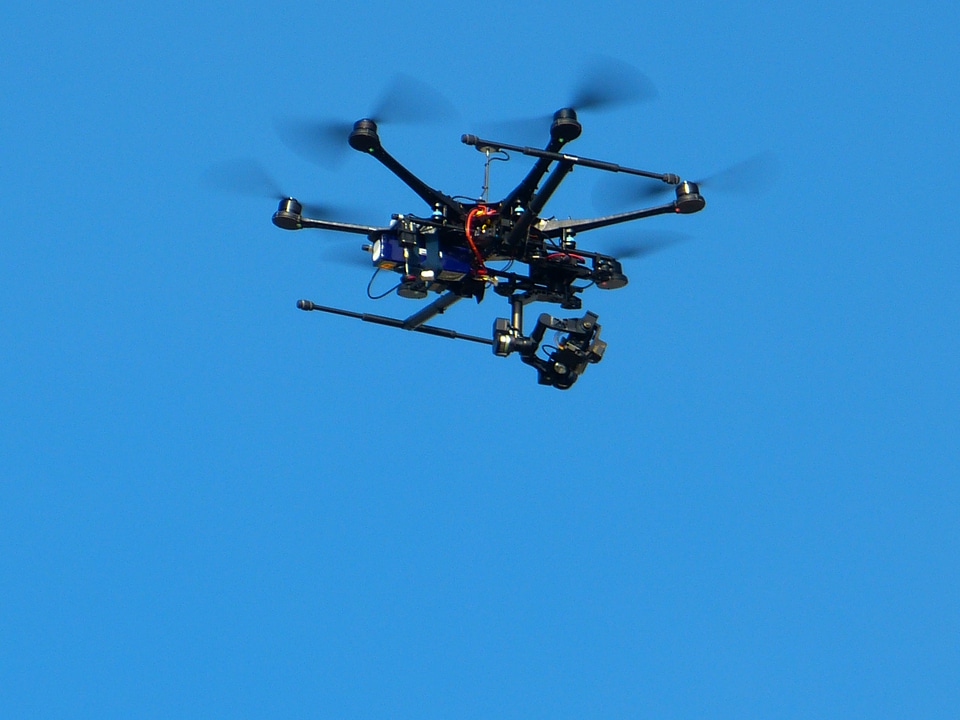 Drone camera helicopter flying