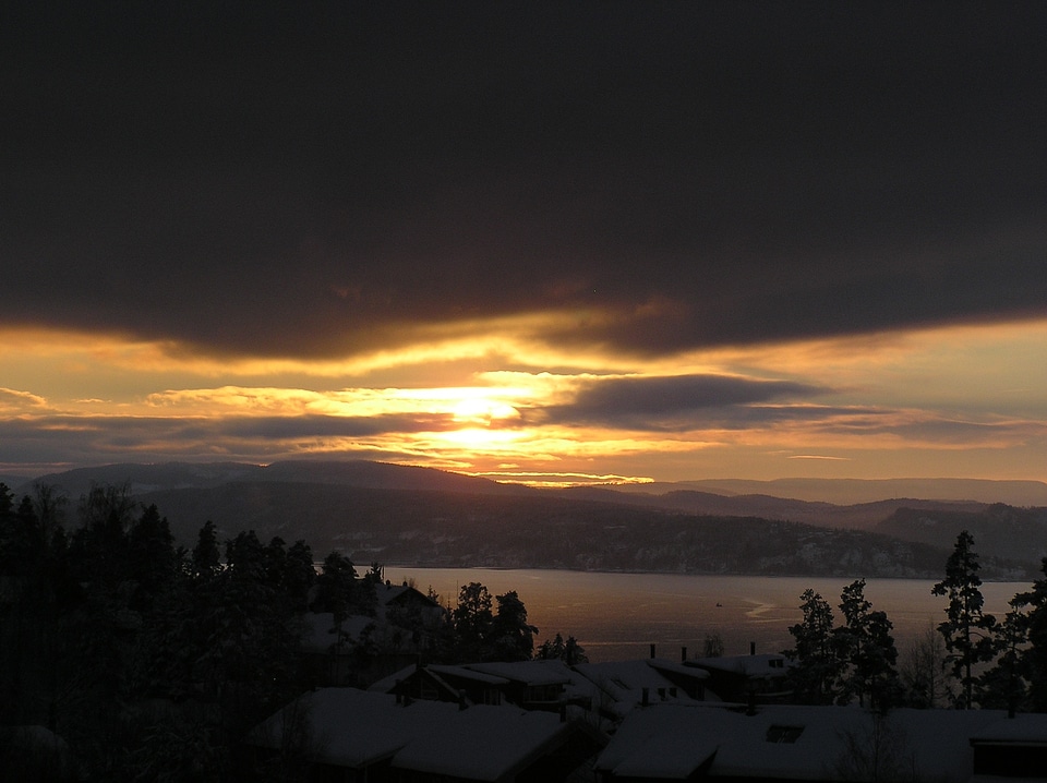 Sunset the oslo fjord nesodden