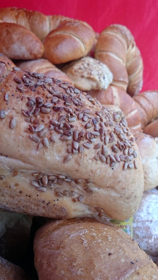 Eating bread loaf