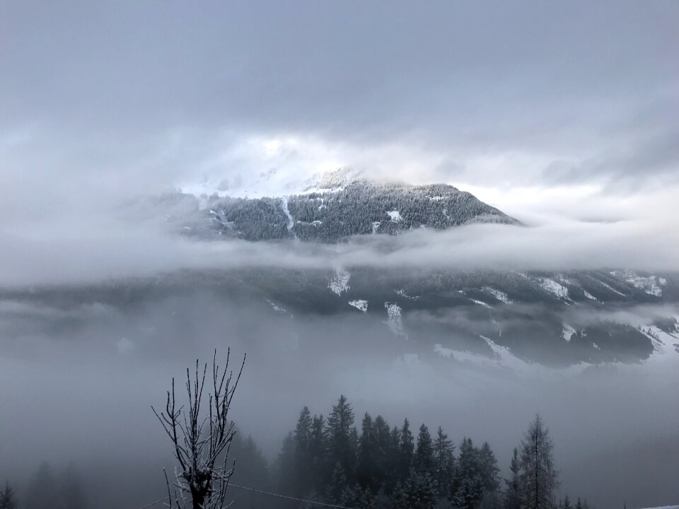Landscape panorama fog