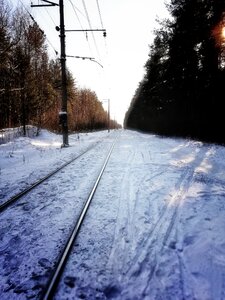 Snow railway coldly photo