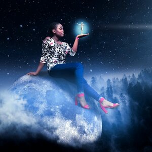 Moon african woman galaxy photo