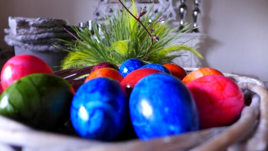 Colored nest easter decorations photo