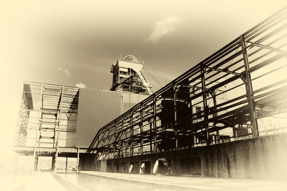 Headframe monochrome old photo