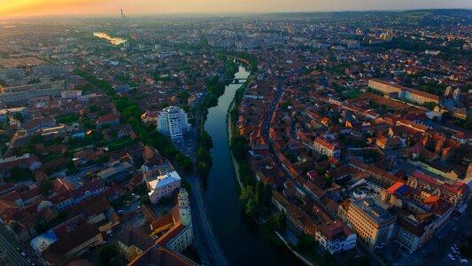 City landscape aerial shot
