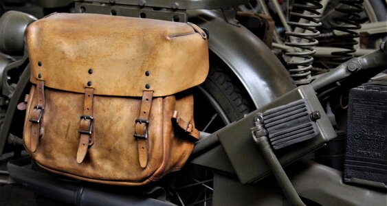 Military saddle bag leather case photo