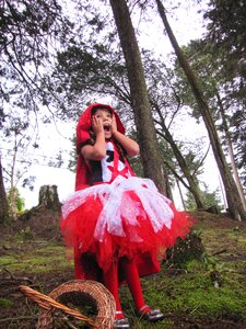 Outdoors girl little red riding hood photo