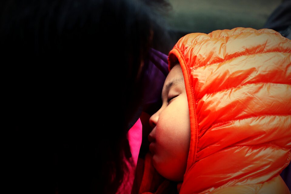 Child sleeping motherly love