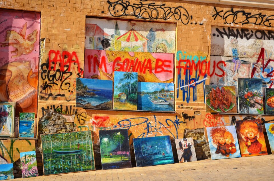 Graffiti pictures brick wall