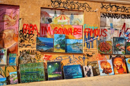 Graffiti pictures brick wall