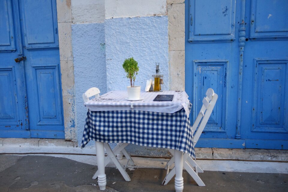 Window wood blue door