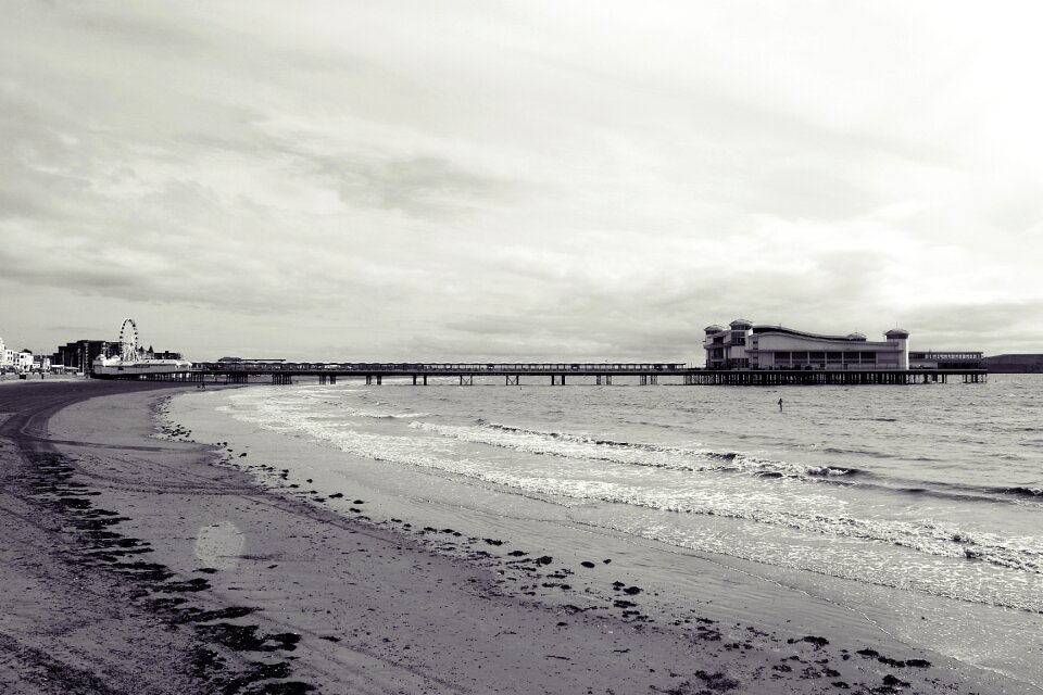 Amusement pier black and white photography the south west of england