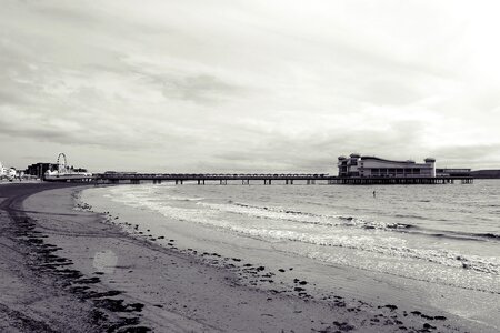 Amusement pier black and white photography the south west of england