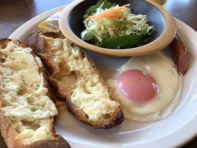 Breakfast fried egg bread photo