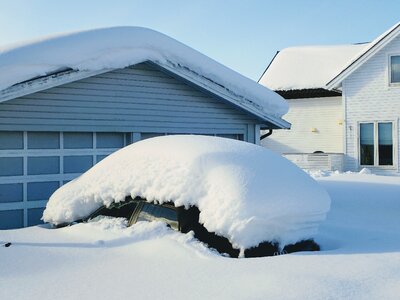 House ice car covered in snow photo