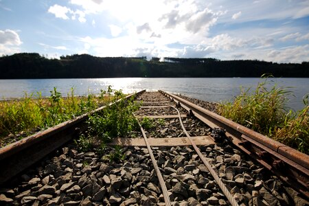 Railway line sky lake photo
