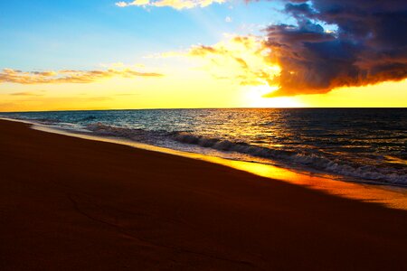 Beach sunset dusk photo