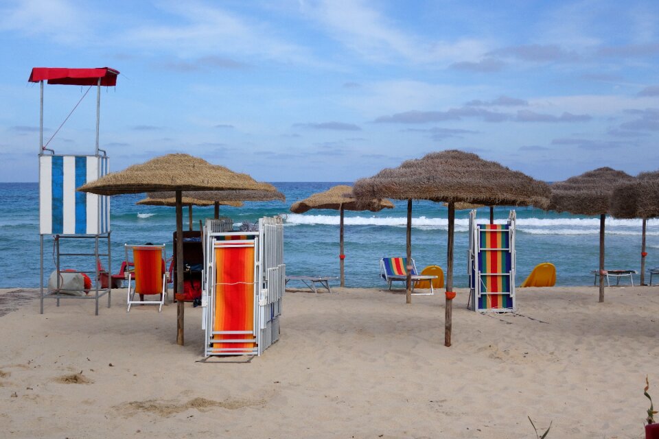 Deck chair sun loungers beach photo