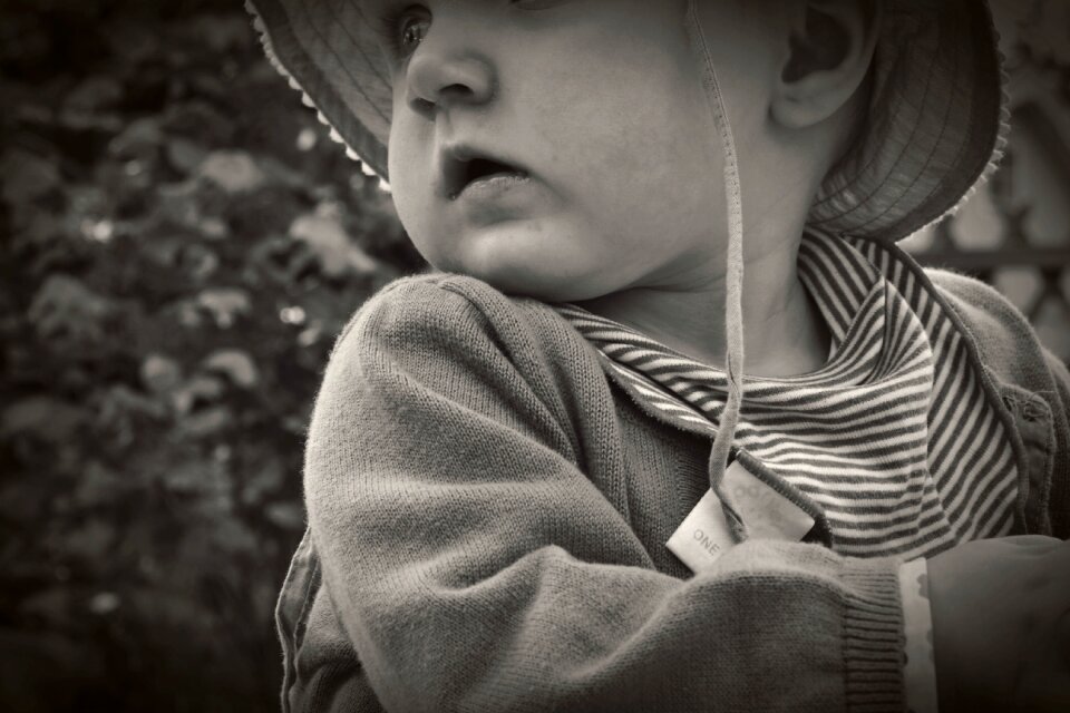 Children black and white outdoor