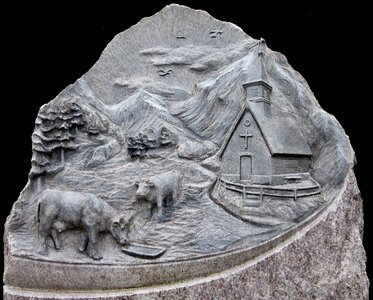 Stone chapel cows
