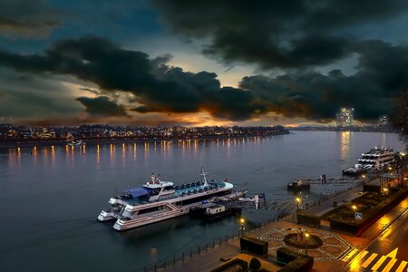 Rhine dusk pier