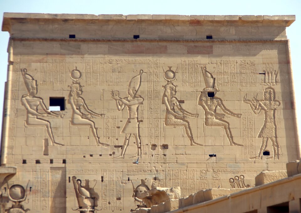 Temple pylon hieroglyphs