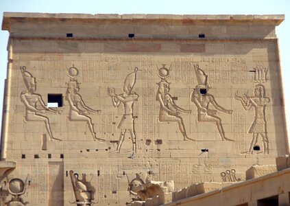 Temple pylon hieroglyphs photo