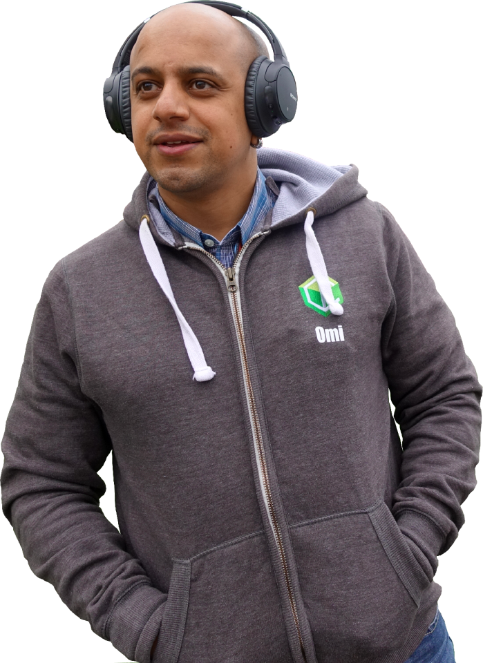 Man gray headphones