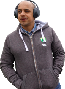 Man gray headphones photo
