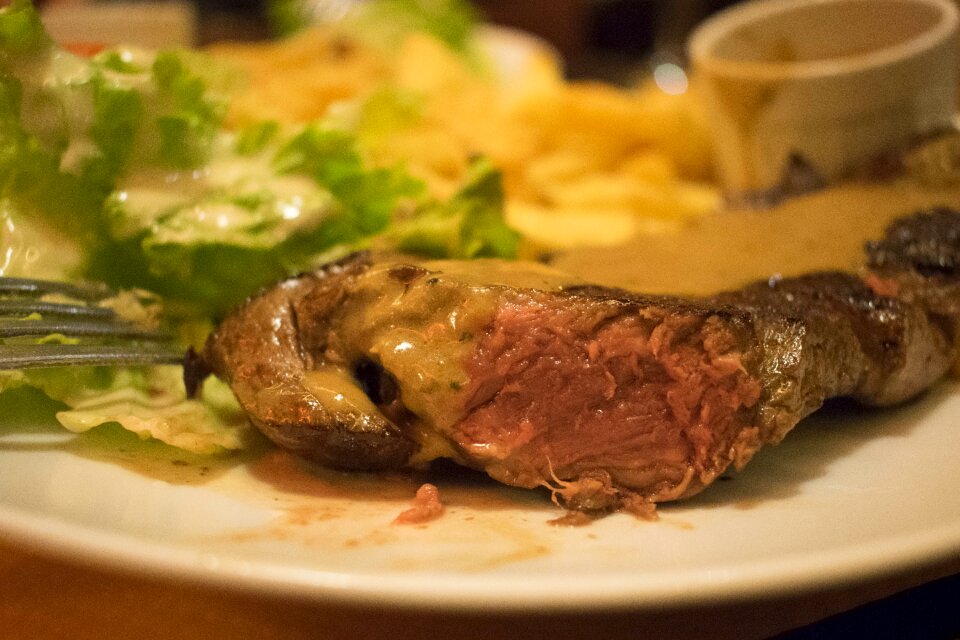 Plate meat steak