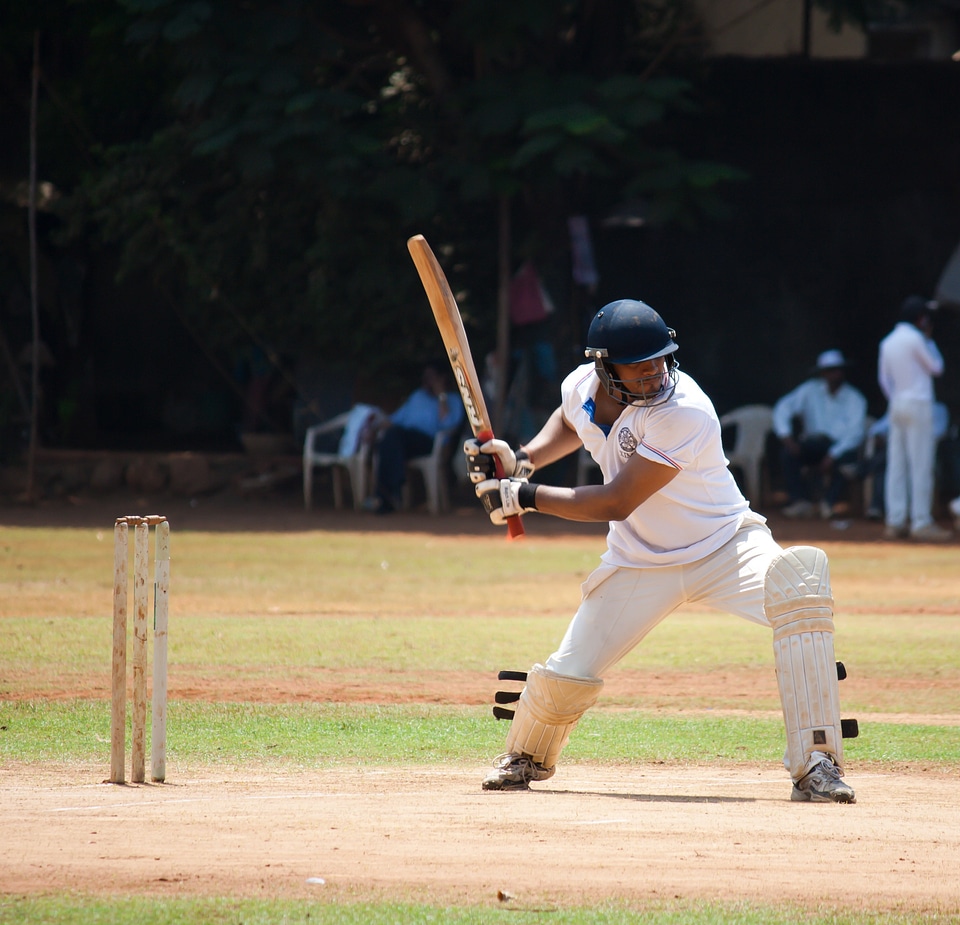 Cricketer action batting