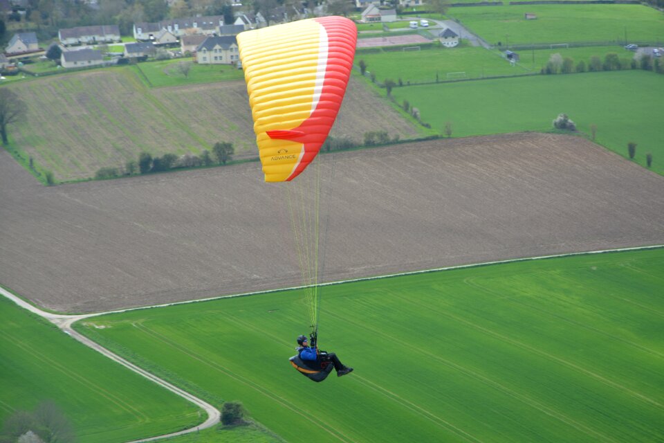 Paraglider field lawn