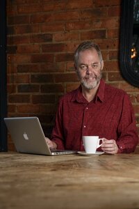 Man coffee laptop photo