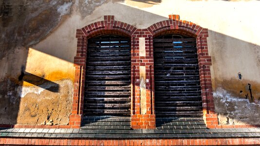 Wood stone brick photo