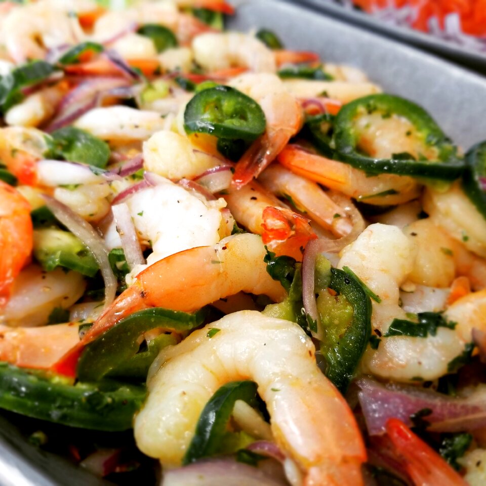 Vegetable prawn seafood