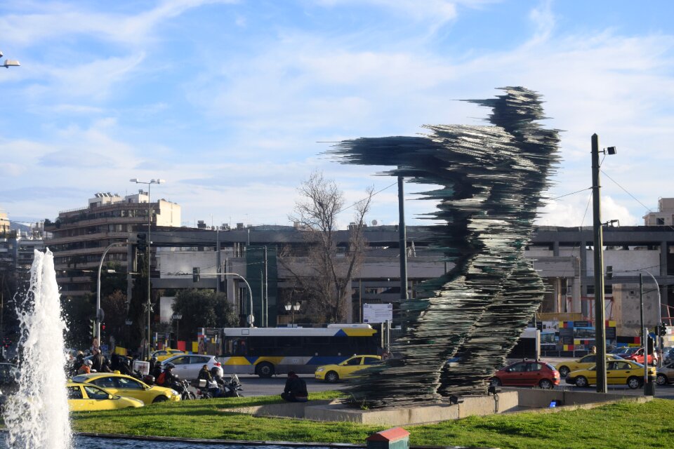 Athena blue sky fountain