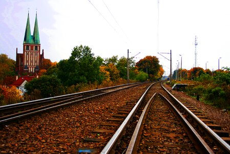 Railway line train at the court of photo