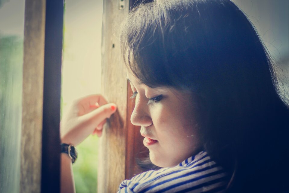 Woman side view window